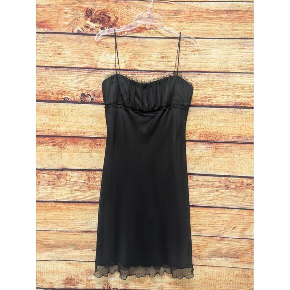 ABS Allen Schwartz Black 10 Cocktail Semi Formal Lined Midi Dress Lace - Picture 1 of 10